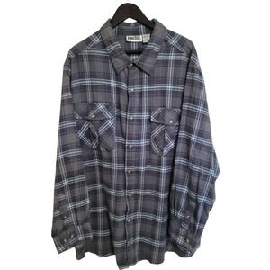 KingSize Men’s 3XL Gray Plaid Long Sleeve Button Up Flannel